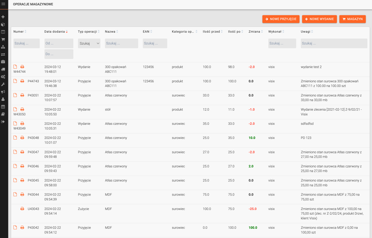 Identyfikowalność materiałów w Factory Plus